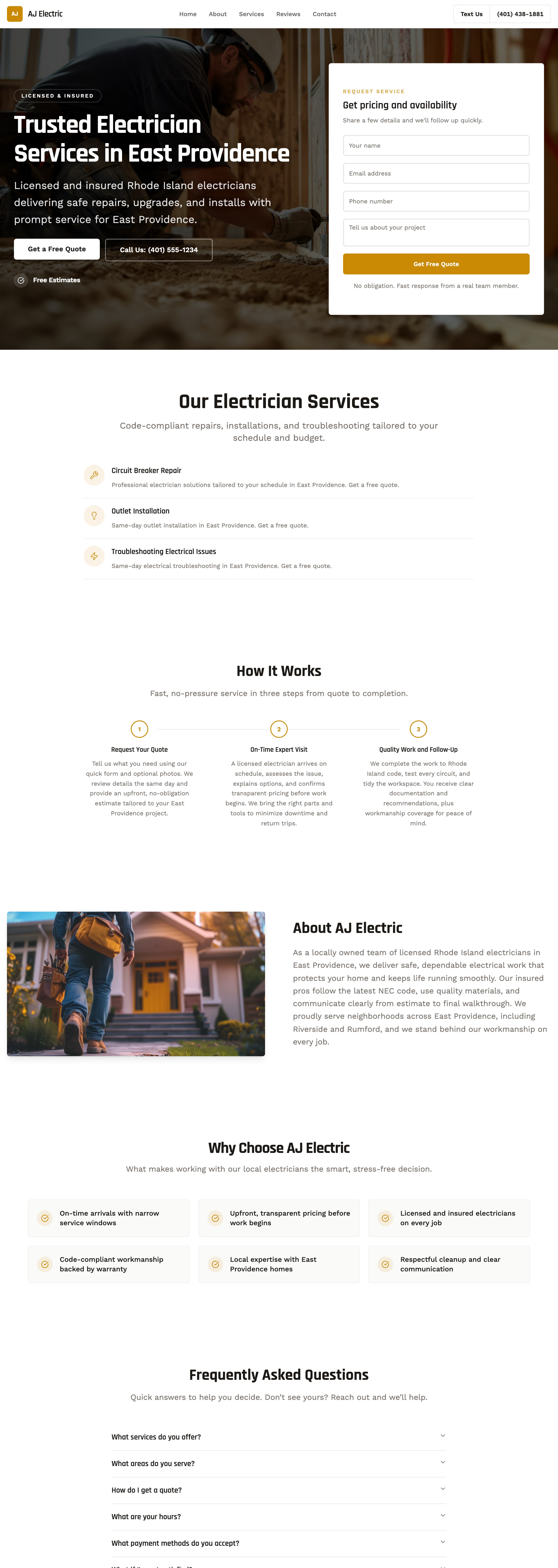 AJ Electric — a real generated Jobsite, live right now