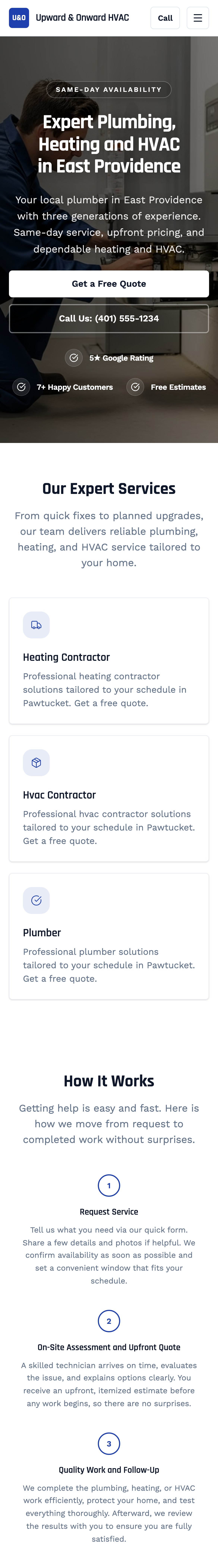 Upward & Onward HVAC — a real generated Jobsite, live right now