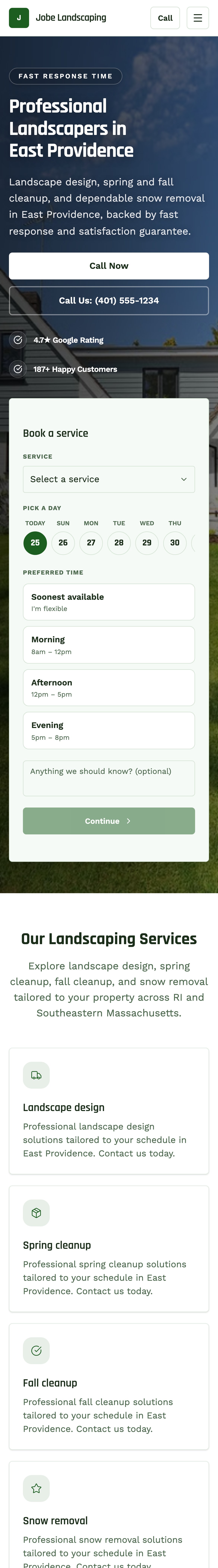 Jobe Landscaping — a real generated Jobsite, live right now